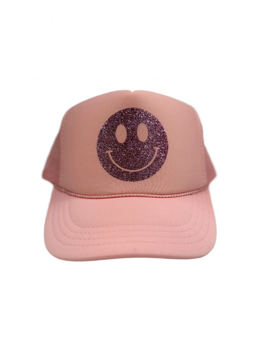 Youth Smiley hat-Glitter pink/pale pink