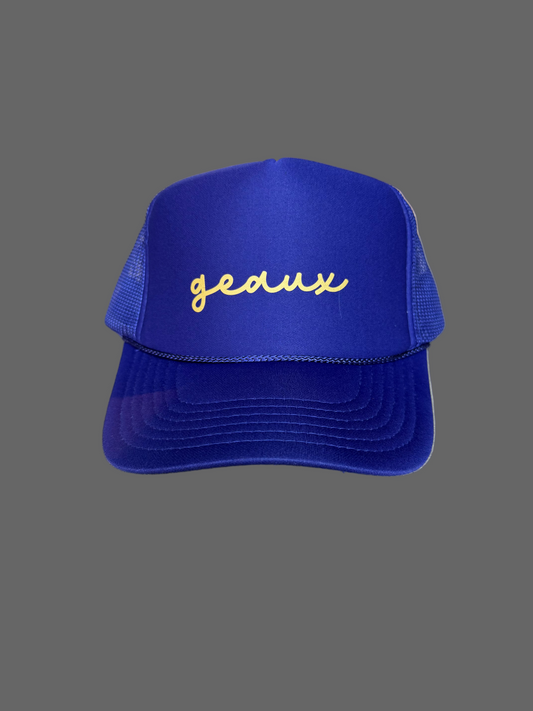 Cursive "geaux"